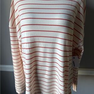 Striped Cream and Red Women's Top